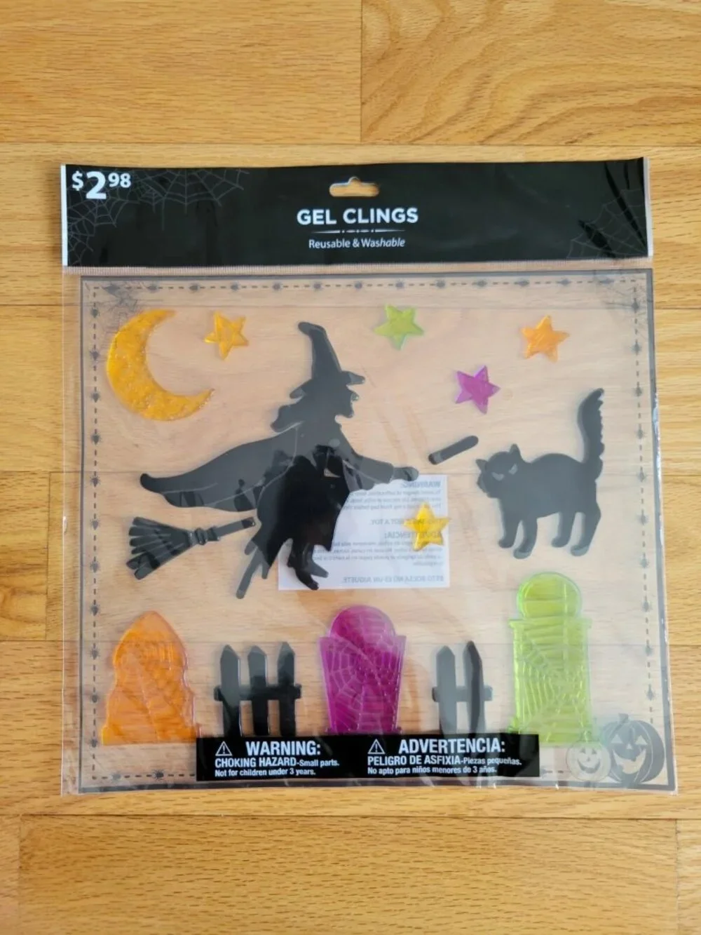 3 Pack Halloween Window Gel Clings: 33 Count PUMPKINS CATS GHOST Decorations NEW